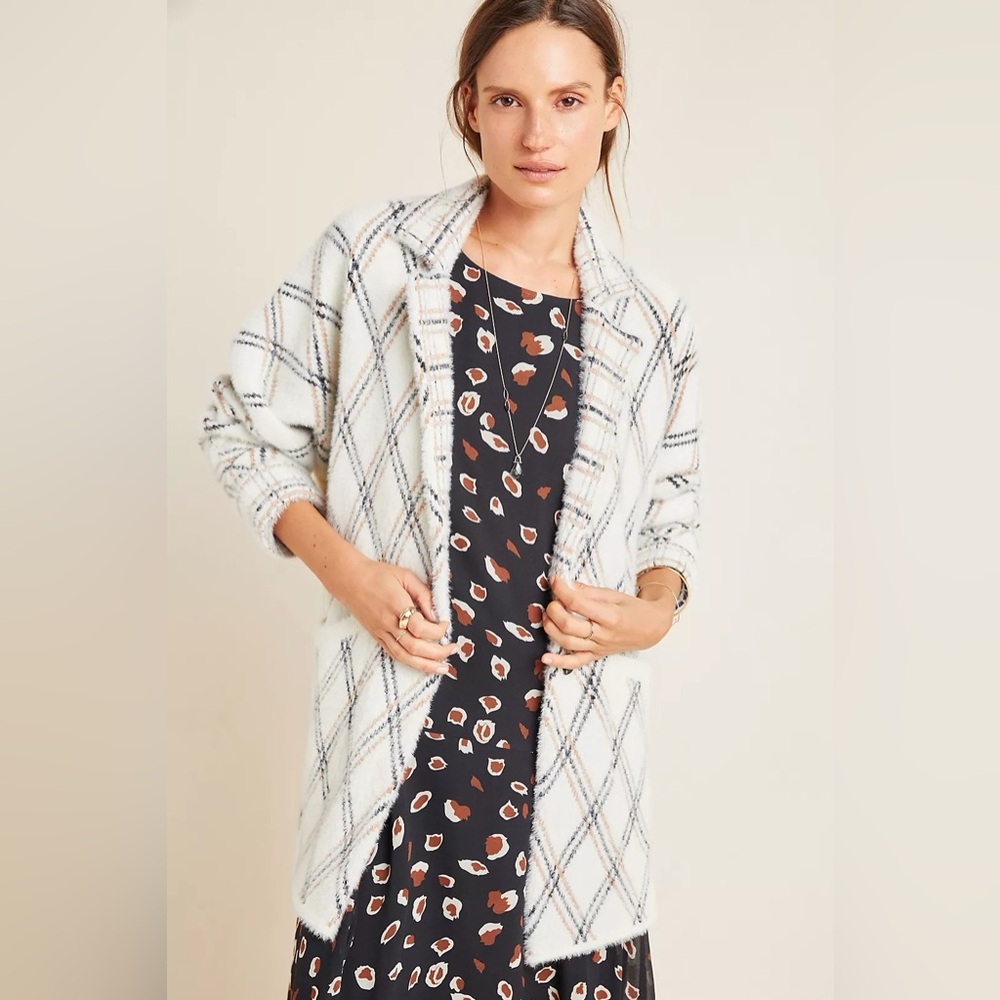 NVLT Anthropologie Sweater Coat Women's Size M Eyelash Coatigan Relaxed Fit